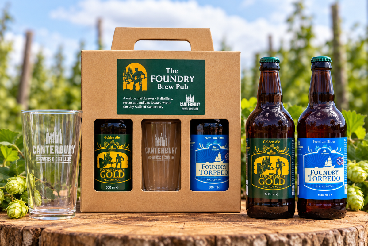 Canterbury Beer & Pint Glass Gift Set – 2 Bottles